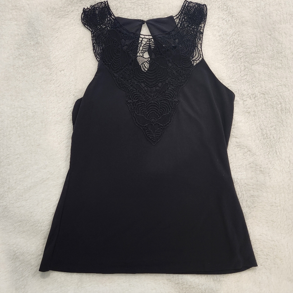 White House Black Market  Black Lace Women's Sleeveless Top Size Small